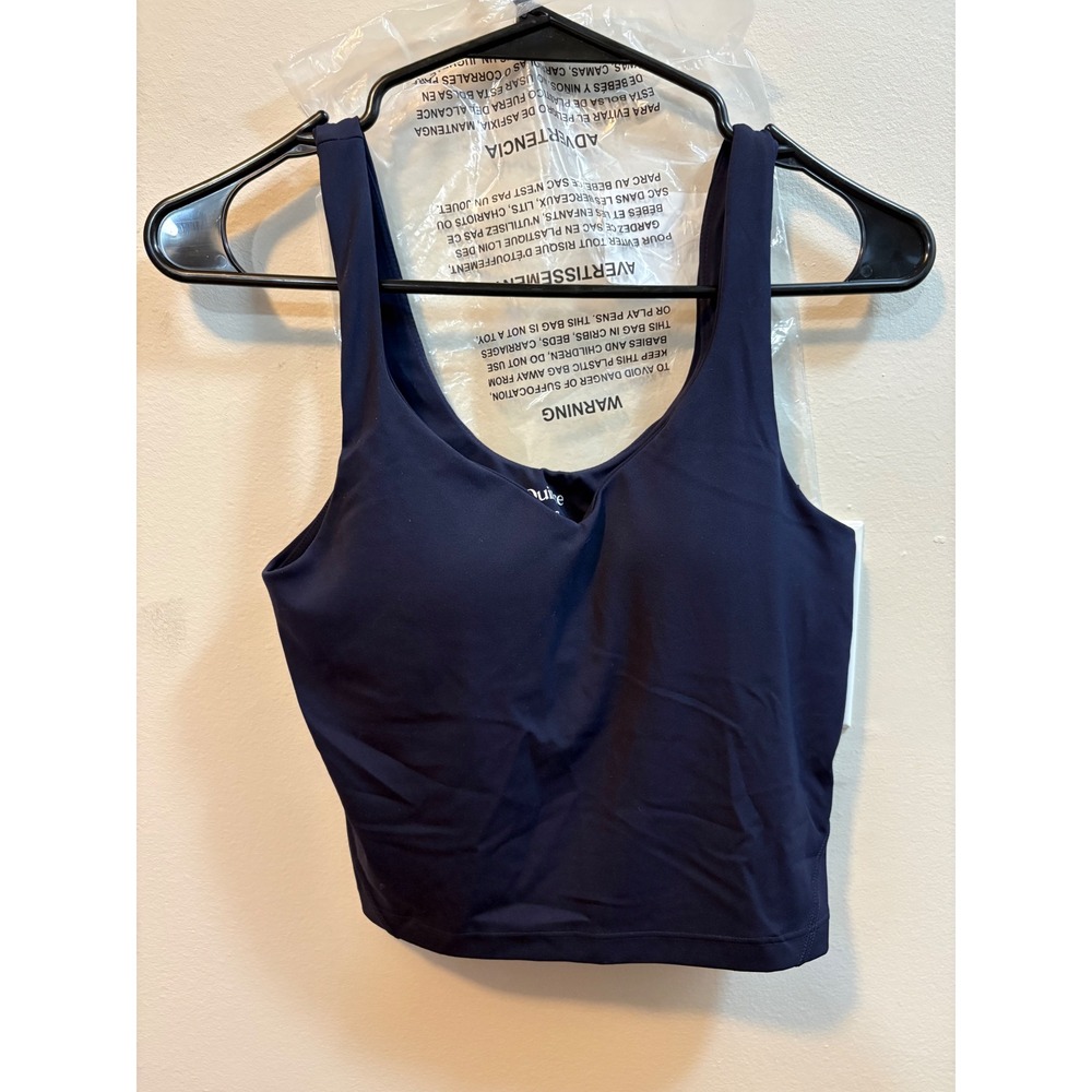Quince Tank Women‎ S Navy Ultra-Form V-Neck Cropped Tank Activewear Yoga NWT